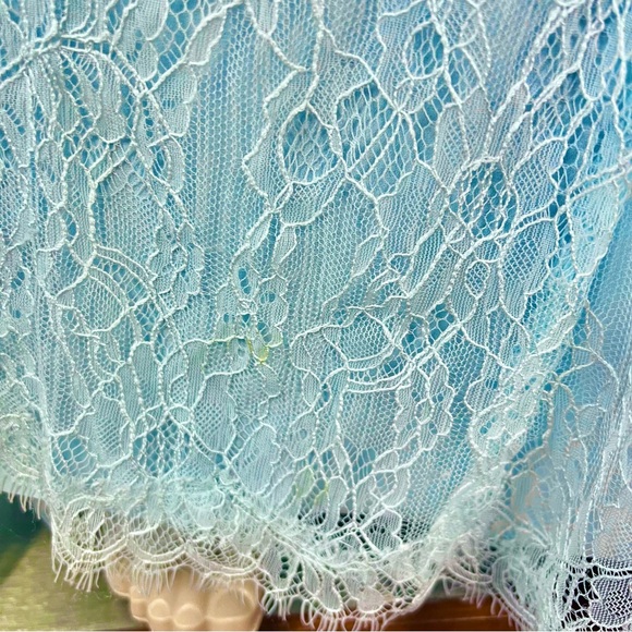 NEW FAME AND PARTNERS BLUE BACKLESS LACE GOWN - Picture 5 of 11